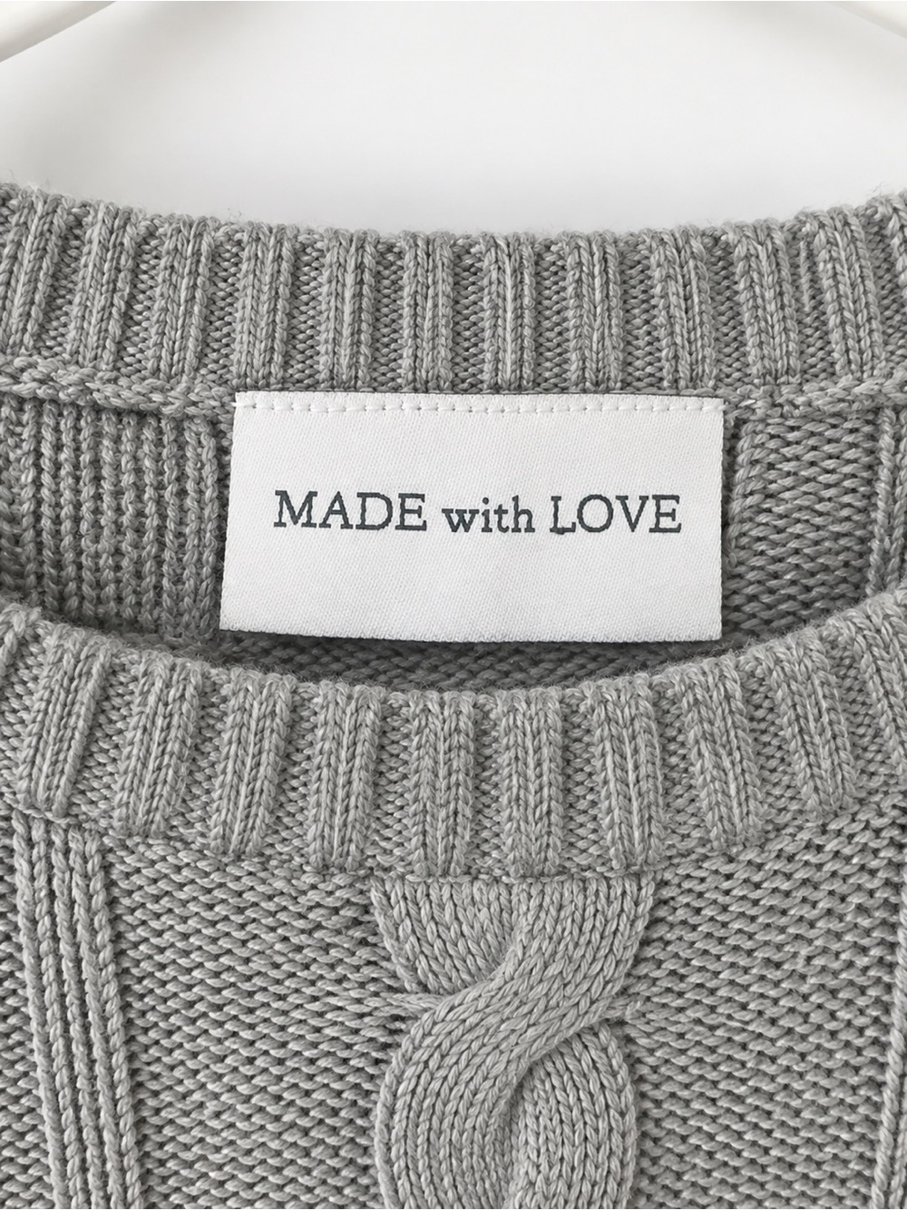 Gray Cable-Knit Ruffle-Sleeve Sweater - Picture 3 of 5